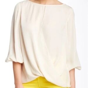 ALICE + OLIVIA BRAD DRAPED CRISSCROSS BLOUSE